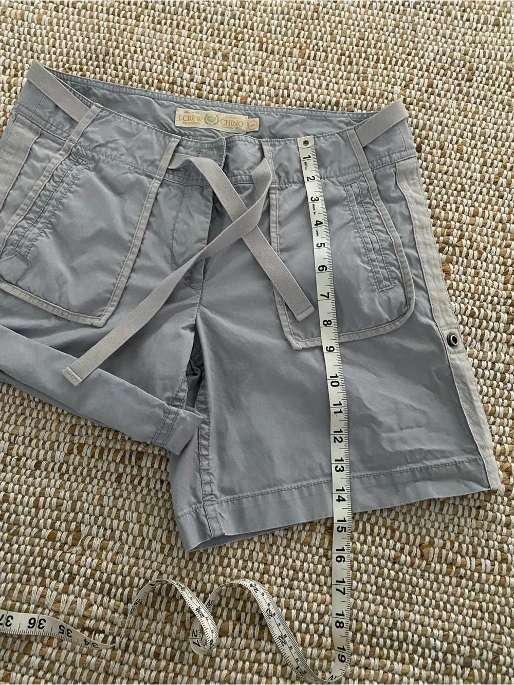 Vintage J.Crew City Fit Utility Shorts Blue Gray Roll Tab Sz 4